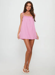 Little Wonders Frill Smock Mini Dress Pink Stripe