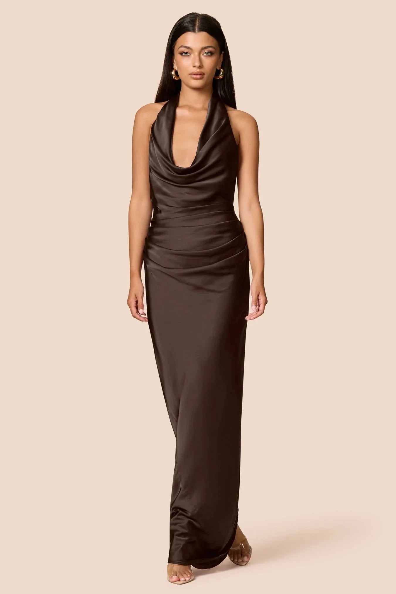 Nookie Penelope Drape Gown - Chocolate