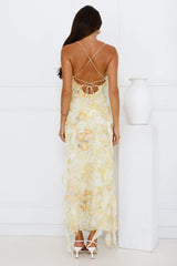 Lush Reverie Midi Dress Yellow