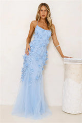 Petals In The Night Mesh Maxi Dress Blue