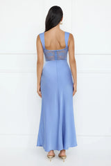 Permission To Party Satin Maxi Dress Blue
