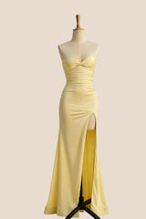 Yellow Mermaid Tie Back Prom Dress