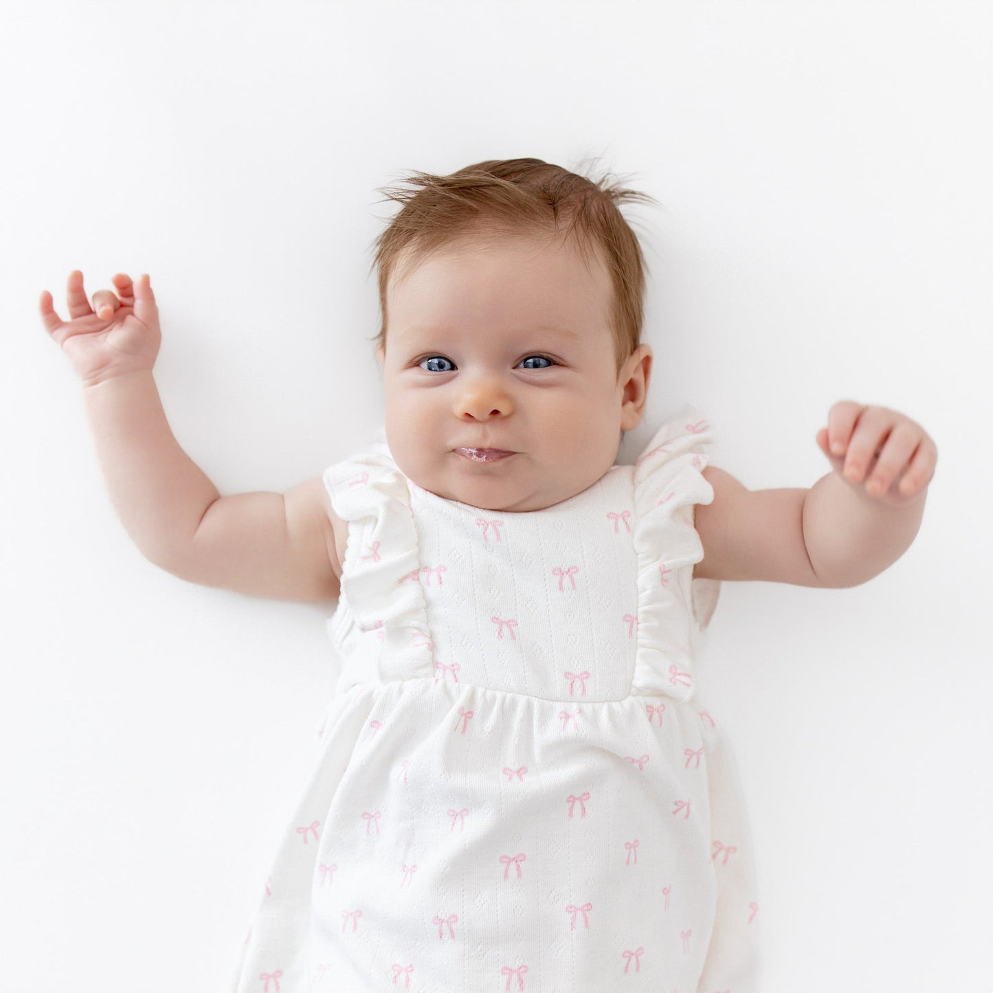 Pointelle Bodysuit Dress in Sweet Pink Bow