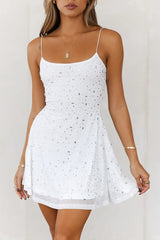 HELLO MOLLY Extra Diamonds Mesh Mini Dress White