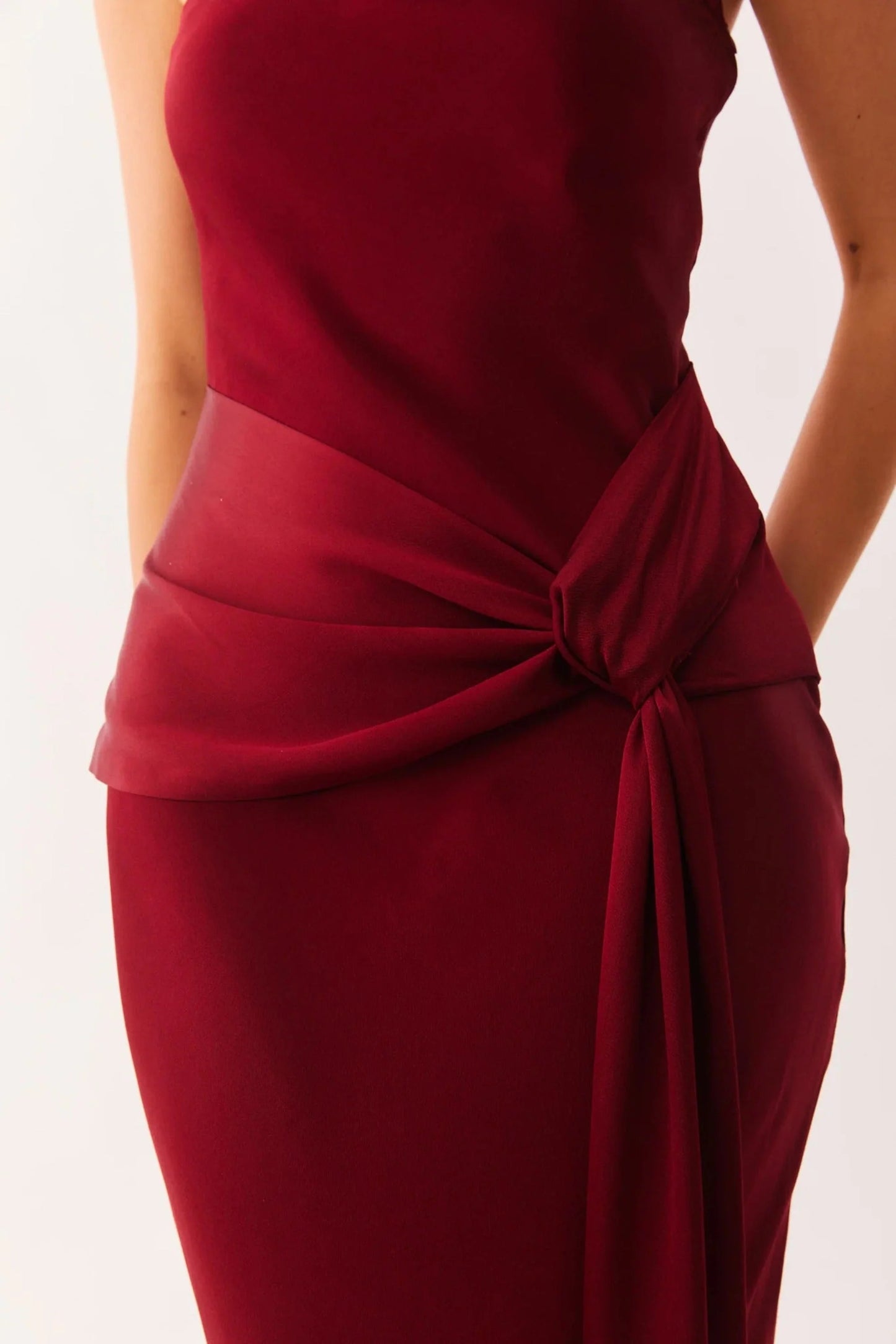 Angie Front Tie Maxi Dress - Wine