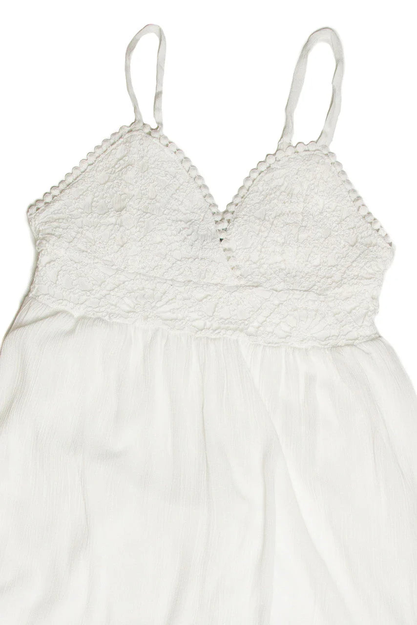 Crochet Bodice Gauze Mini Dress