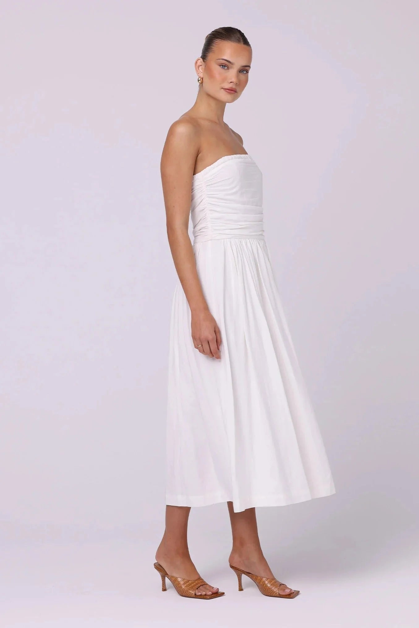 Adessa Linen Midi Dress - White
