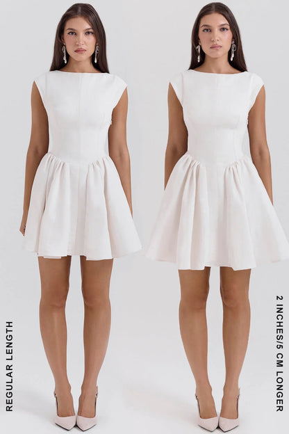 white open back mini dress