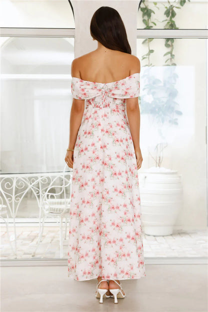 Pink Fantasy Off The Shoulder Maxi Dress Pink