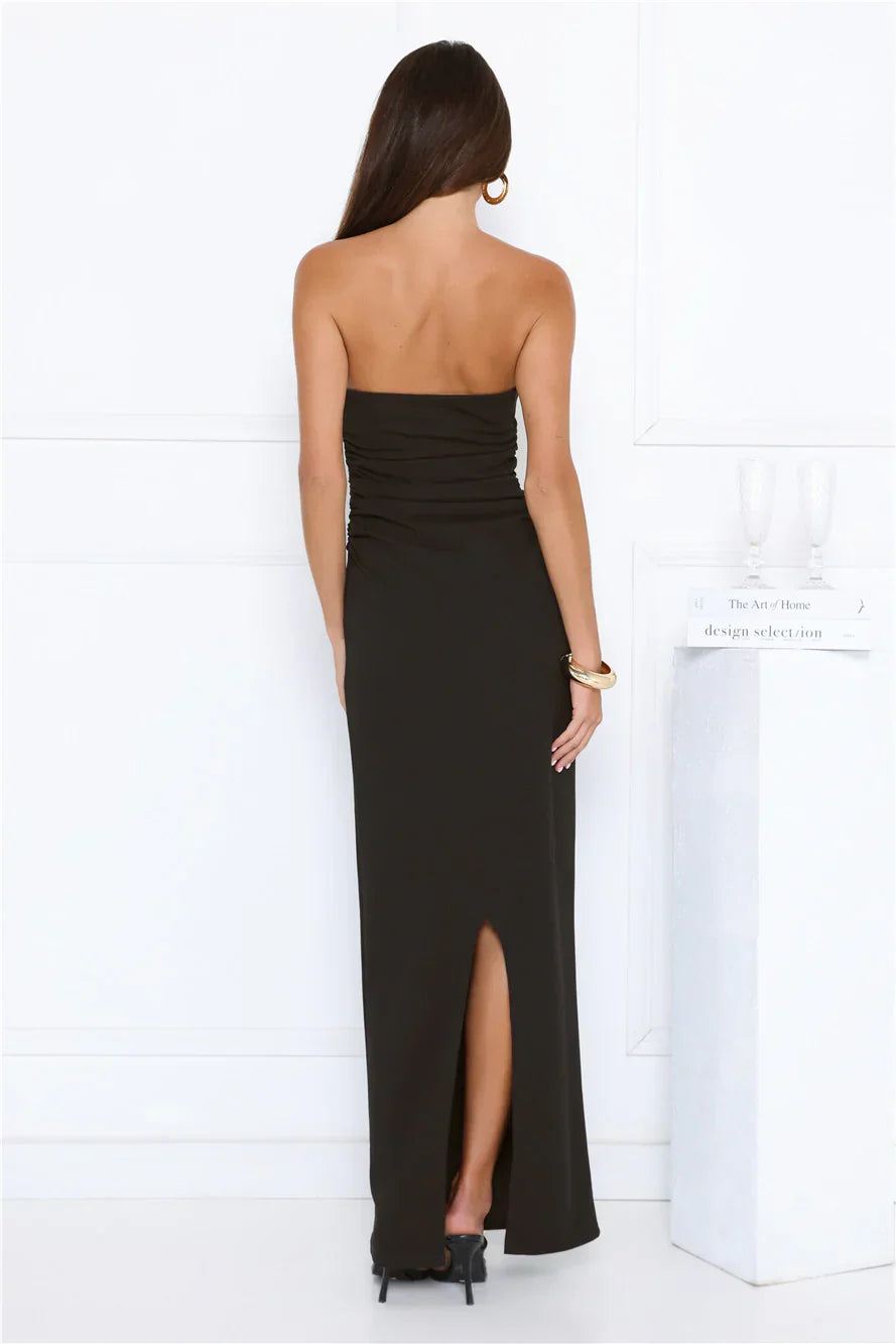 Glow Getter Mode Strapless Maxi Dress Black