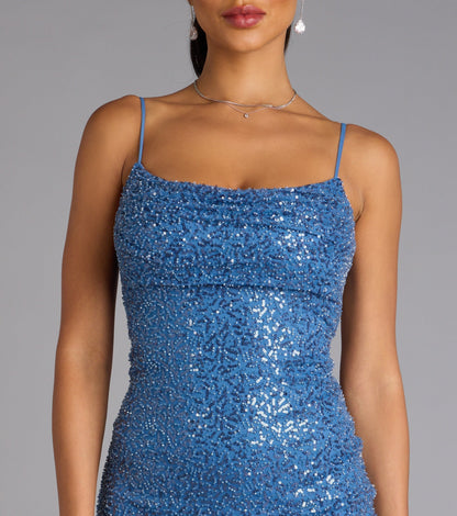 Adriana Sequin Tie-Back Mini Dress