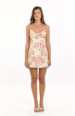 Honey Yellow Bloom Mini Dress