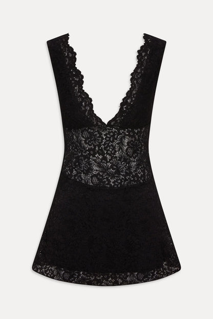 Moon Dance Lace Mini Dress - Black