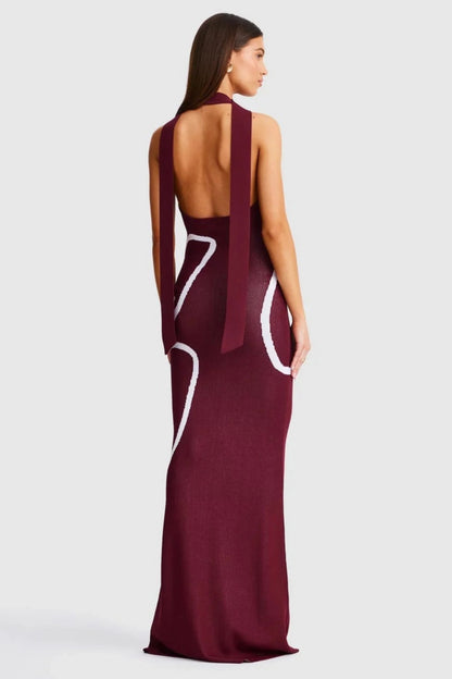 Jemima Halterneck Maxi Dress - Cranberry