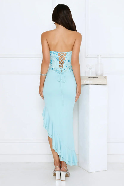 Enchanted Affection Strapless Sequin Midi Dress