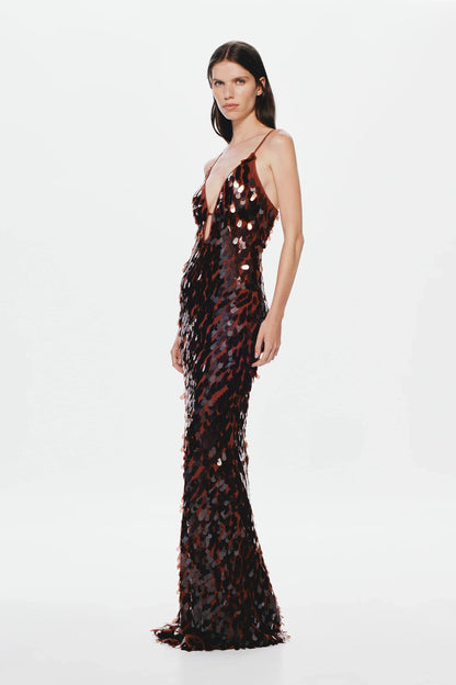 Misha Sapphire Sequin Maxi Dress - Fig