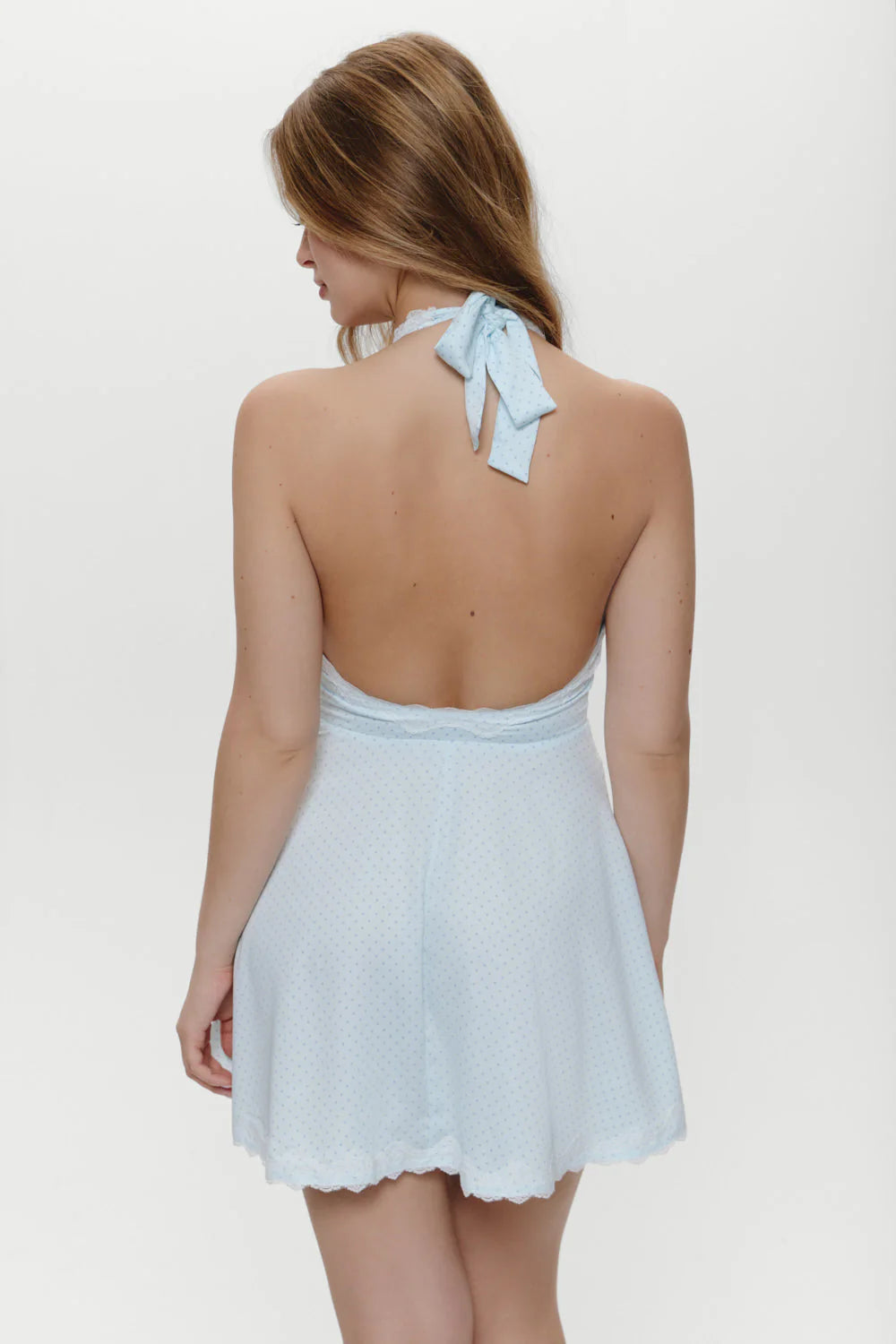 Audrey Satin Mini Dress - Sweet Pea Blue