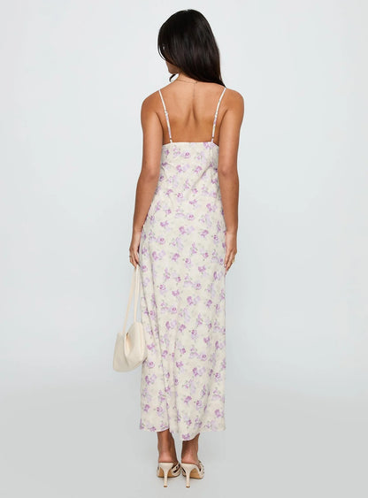 Jessamine Frill Maxi Dress White / Lilac