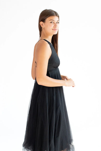 Black Mesh Midi Dress