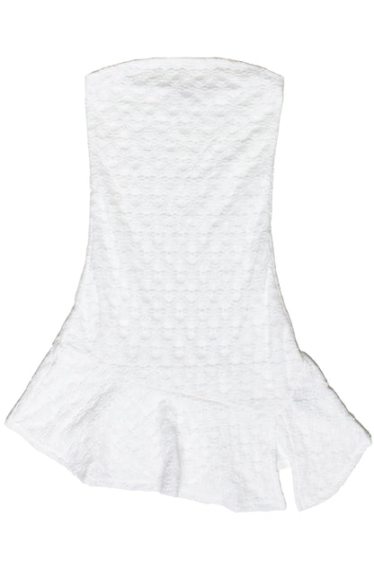 Strapless Split Hem Lace Mini Dress