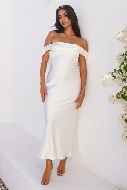 Precious Pearl Satin Maxi Dress