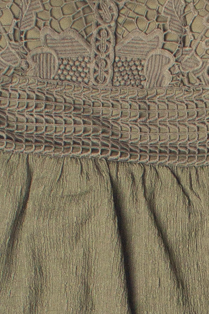 Floral Lace Top Gauze Maxi Dress