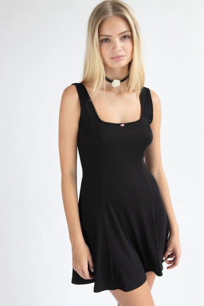 Ribbed Rose Bud Skater Dress