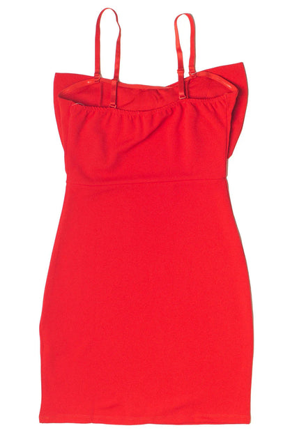 Oversized Bow Red Mini Dress