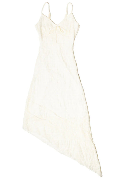 Asymmetrical Hem Lace Midi Dress