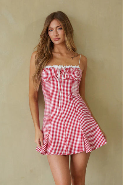 Liv Gingham Fit and Flare Mini Dress