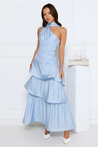 Cara One Shoulder Maxi Dress Blue