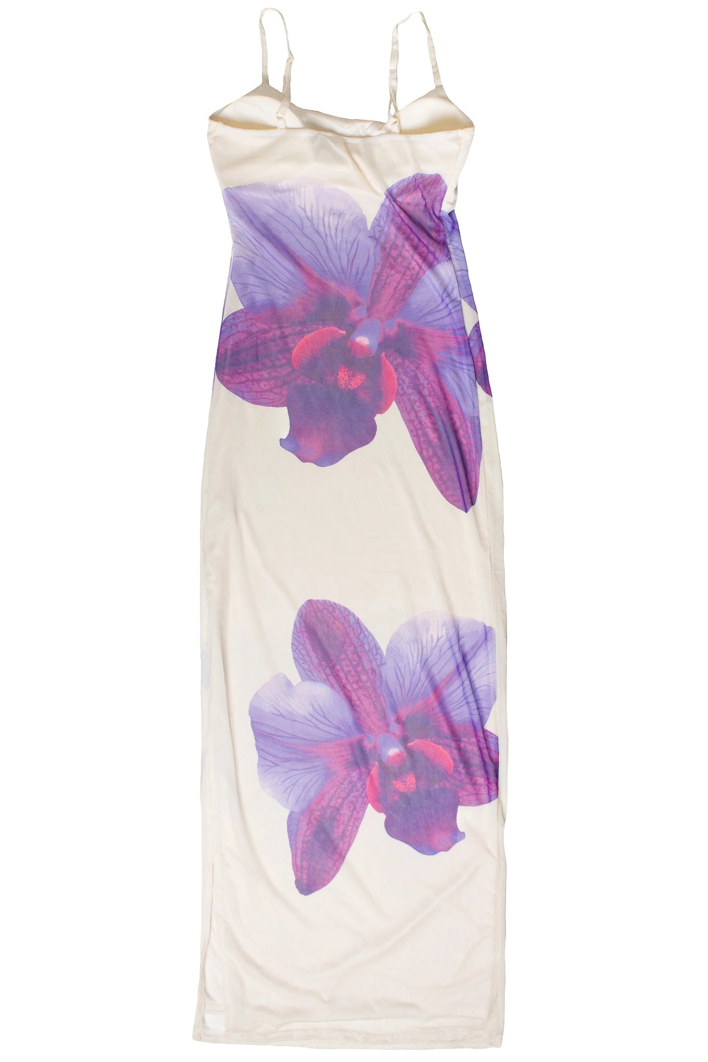 Large Flower Print Mesh Maxi Dress
