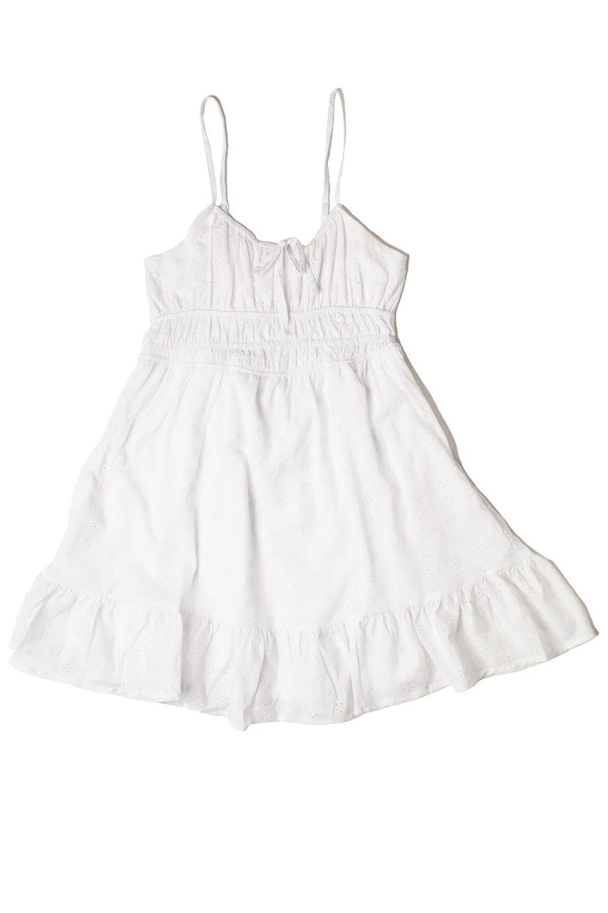 Floral Eyelet Milkmaid Mini Dress