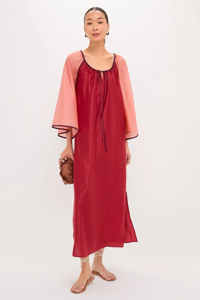 Terracotta Colorblock Organza Zola Maxi Dress
