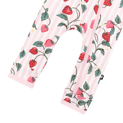 Zippered Romper in Strawberry Fields