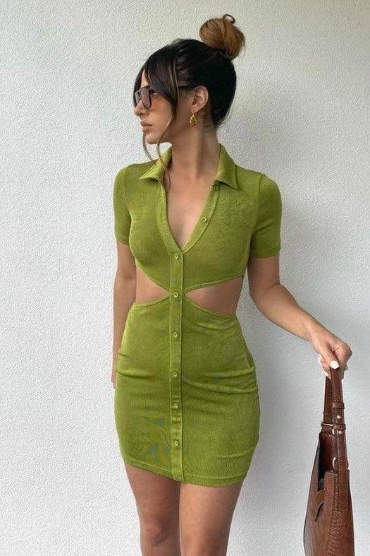 Claudia Mini Dress - Grass