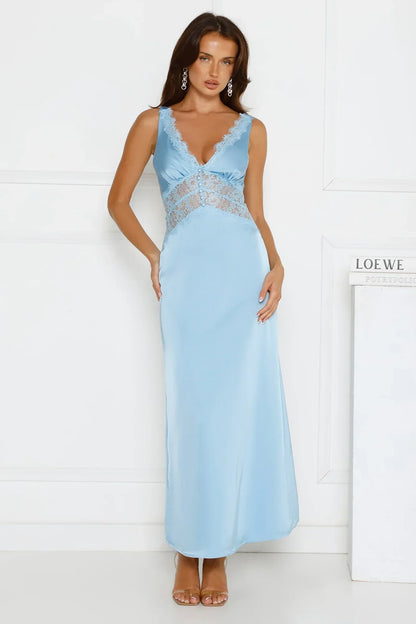 Softly In Season Satin Maxi Dress