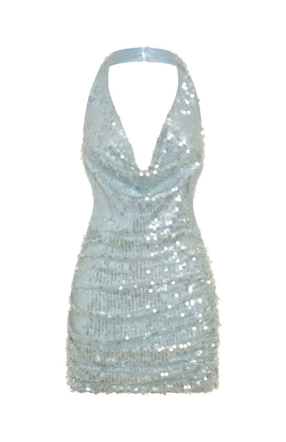 At The Function Halter Mini Dress Mist