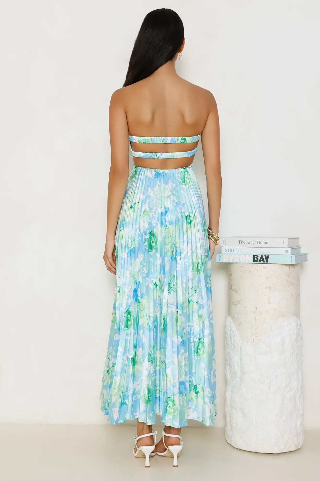Lilou Strapless Satin Maxi Dress Blue