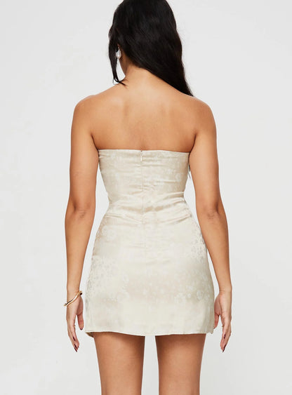 Ramie Strapless Mini Dress Champagne