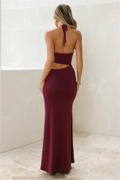 Lumia Halter Maxi Dress Plum