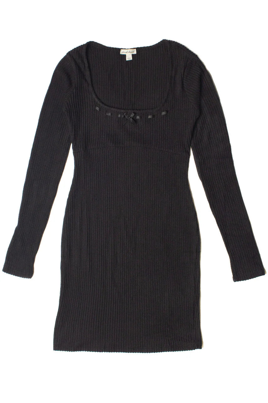 Ribbon Detail Ribbed Sweater Dress