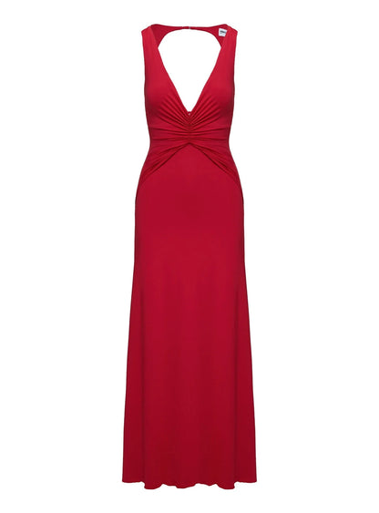 Frederica Plunge Maxi Dress Red