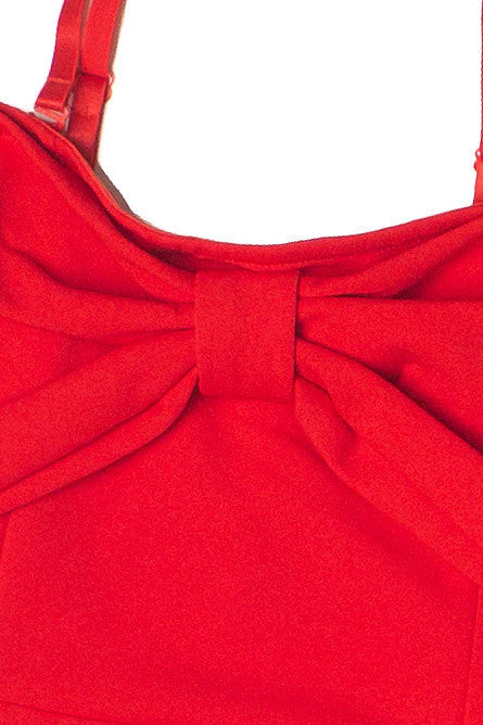 Oversized Bow Red Mini Dress