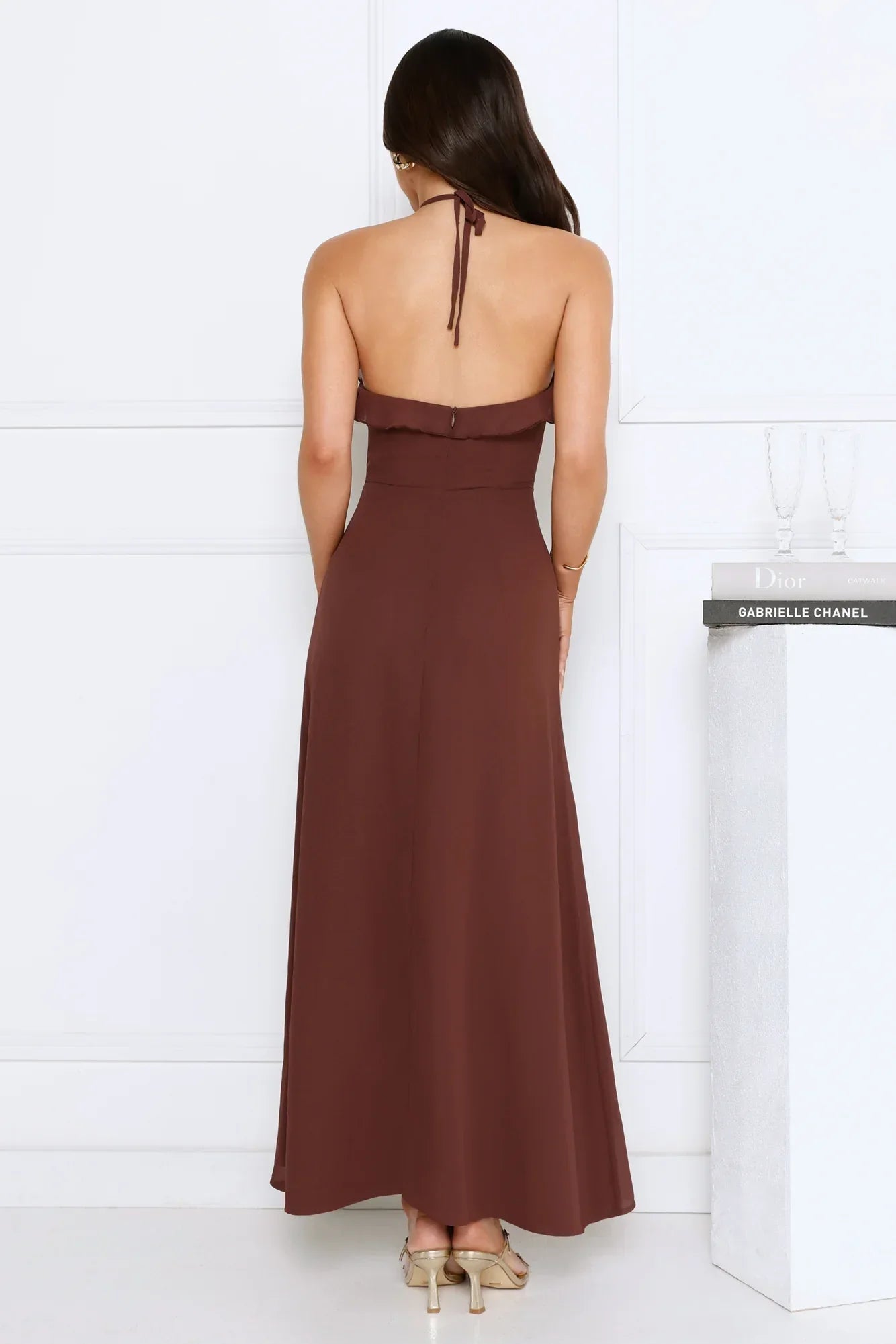 Love Potion Halter Maxi Dress Brown
