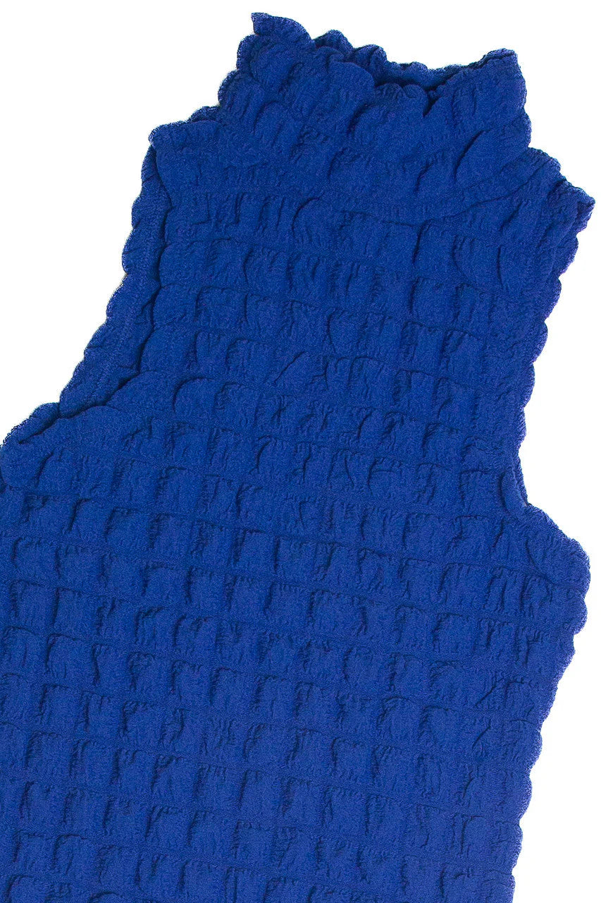 Blue Bubble Sleeveless Mock Dress