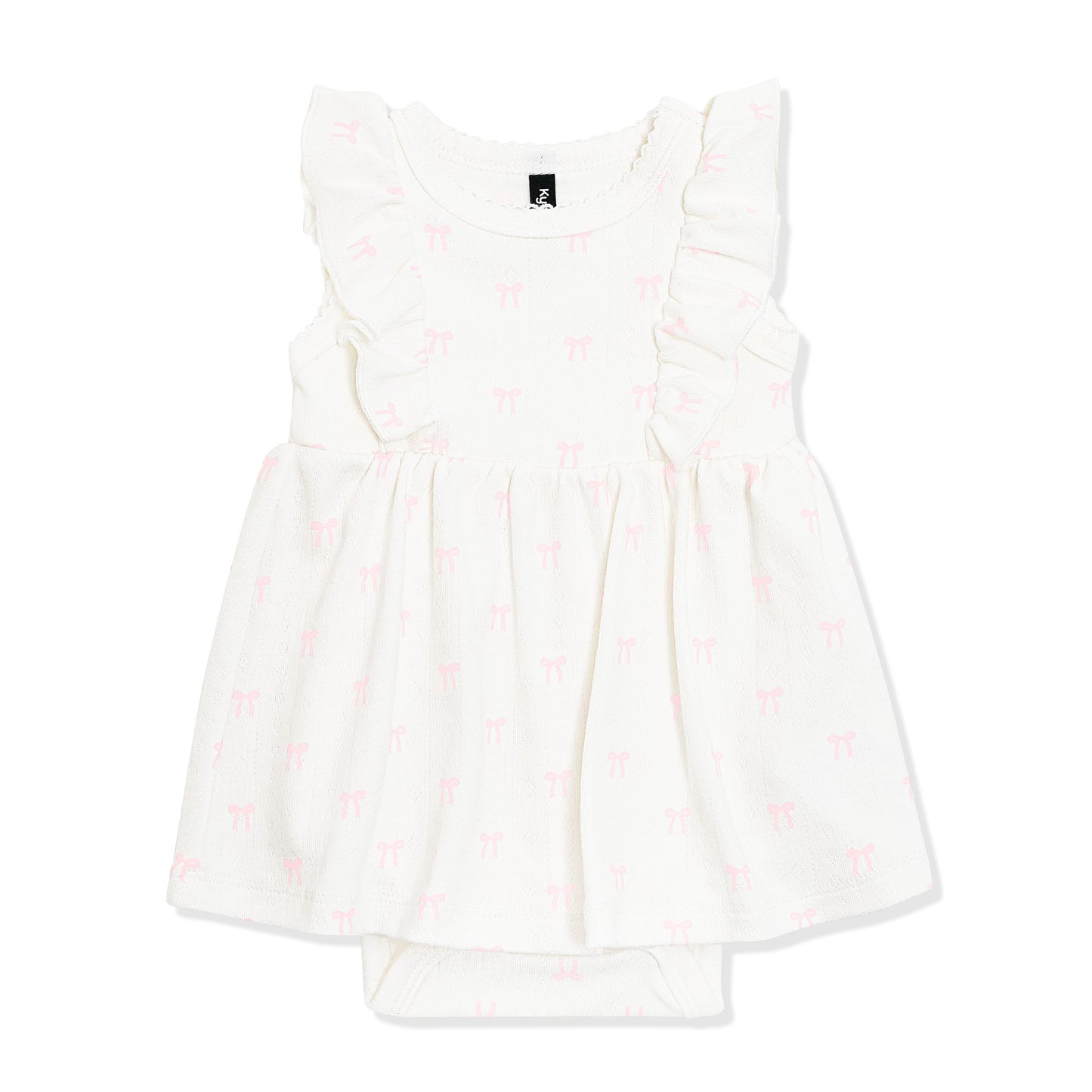 Pointelle Bodysuit Dress in Sweet Pink Bow