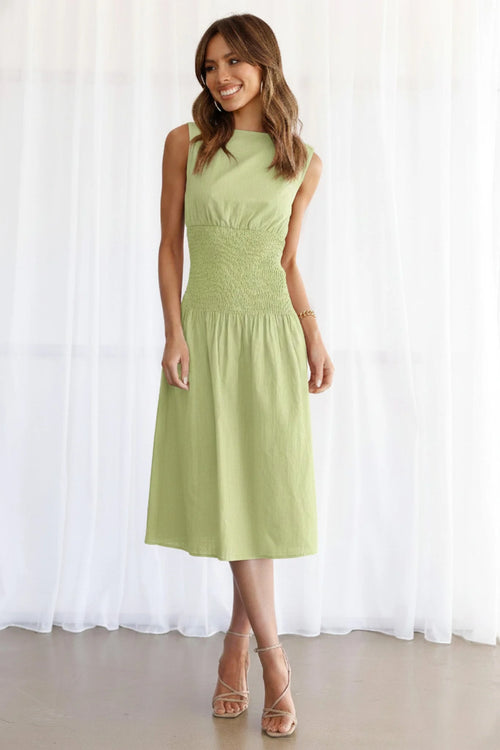 Emory Linen Dress - Lime