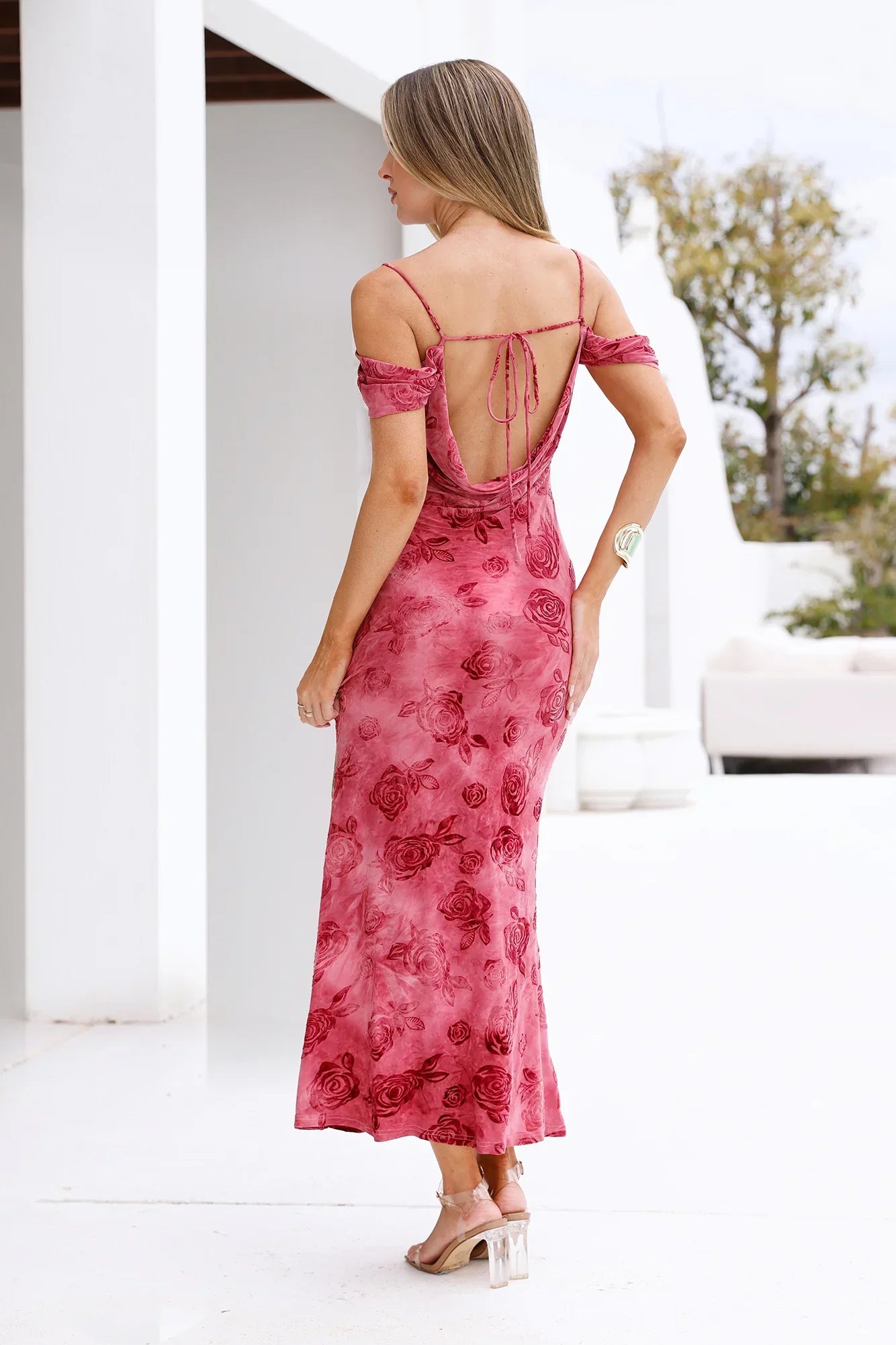 Mireille Off Shoulder Maxi Dress Pink