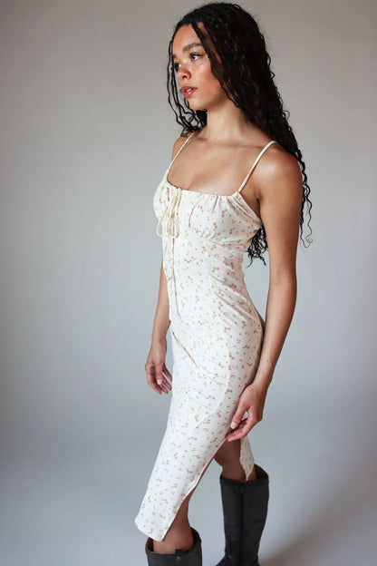 Sleeveless Floral Milkmaid Midi Dress